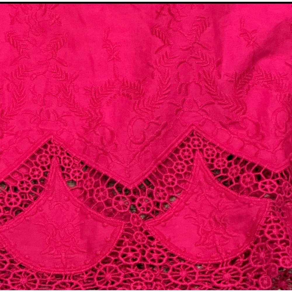 Sundance Fuchsia Lace Boho Top Button Front Embroidered Cotton Top Medium Twee - Picture 5 of 8